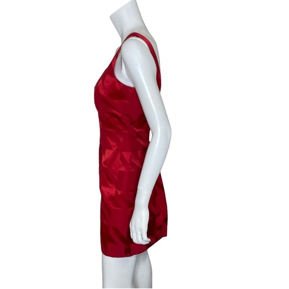 Vintage 1990s Cynthia rowley red houndstooth print satin mini dress size 4 - Picture 3 of 9